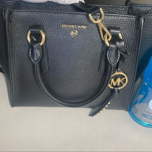 Michael Michael Kors Kris Small Pebbled Leather Satchel Black - Picture 8 of 11